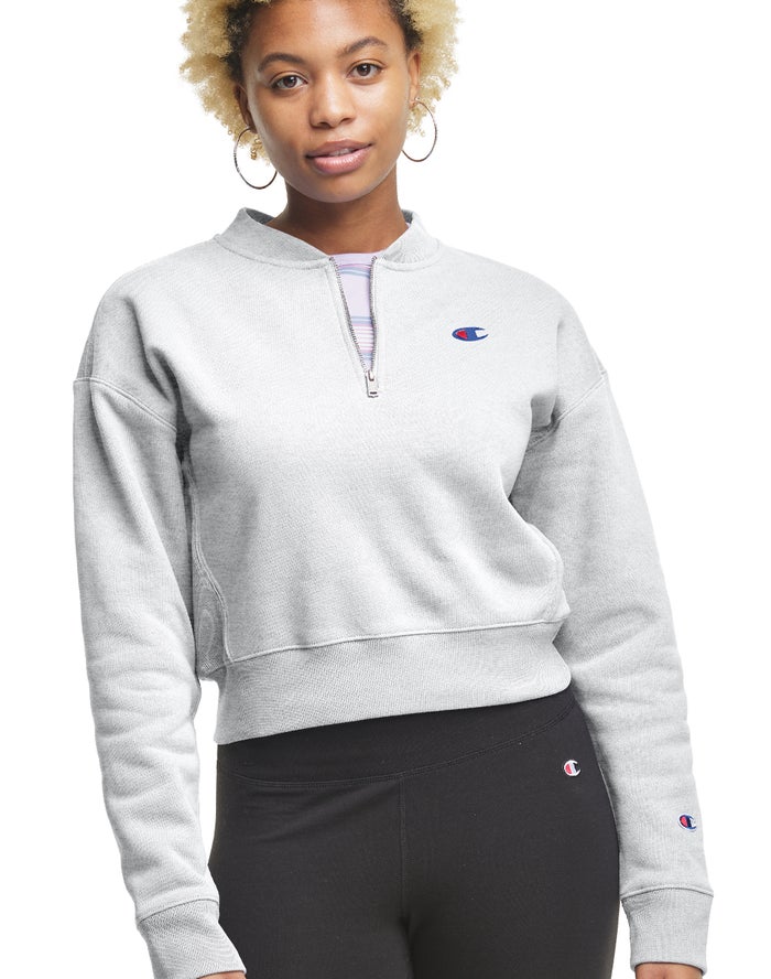 Sudadera Champion Mujer - Reverse Weave Cropped 1/4 Zip ( Gris ) 2617593-VN